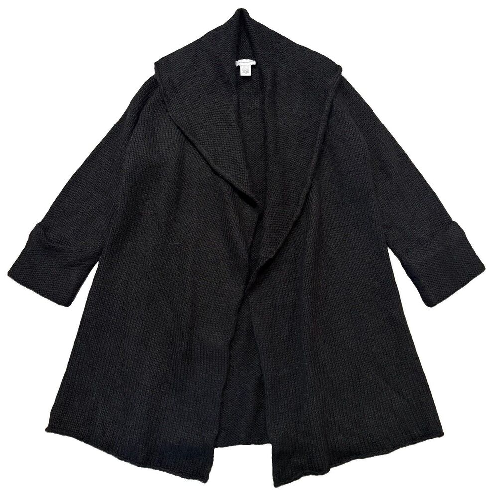 Soft Surrounding Telluride Wool Mohair Topper Cardigan Sweater Black Size PM